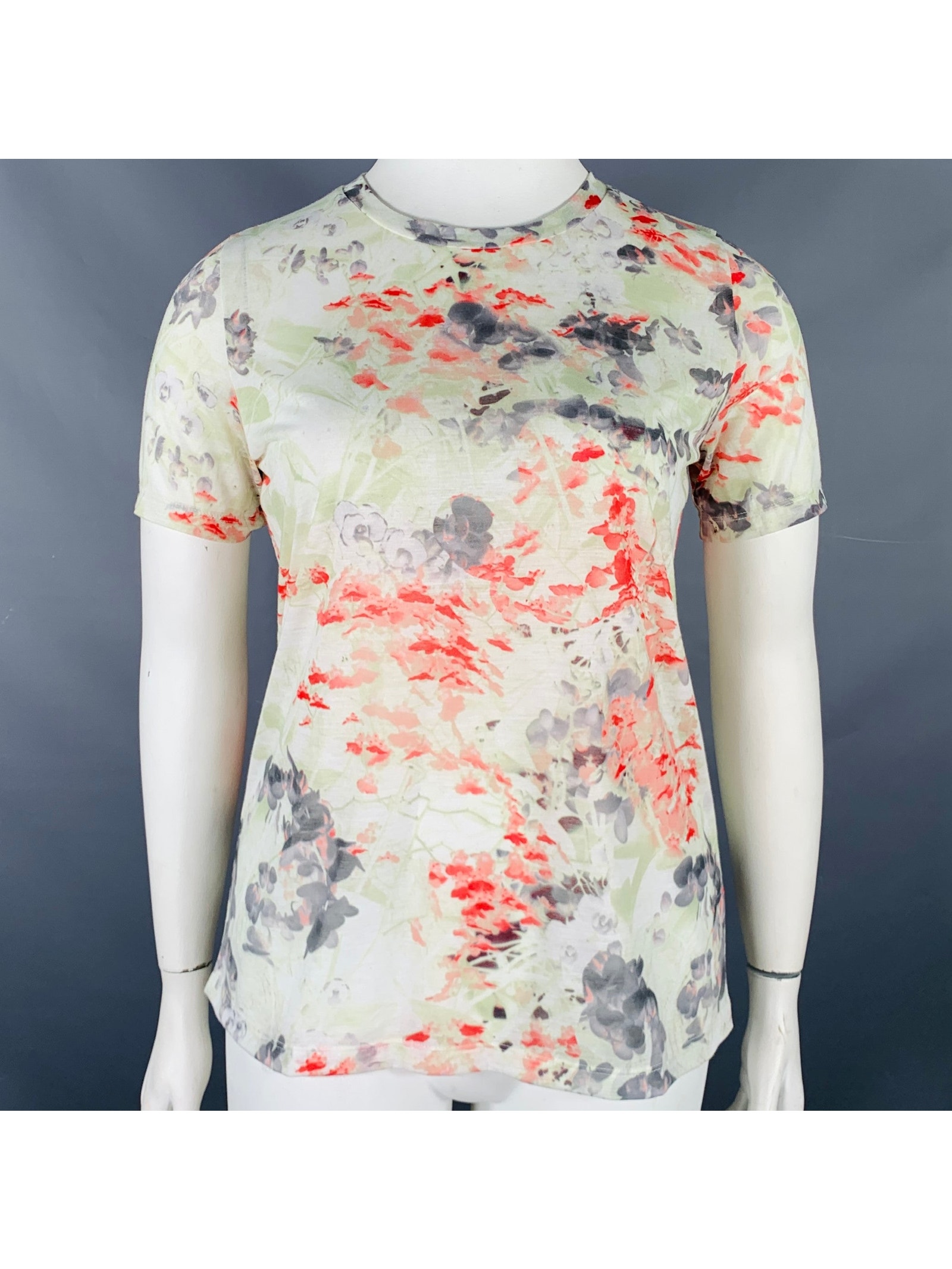 Prabal Gurung Size L Multi Color Pink Polyester Floral T-Shirt